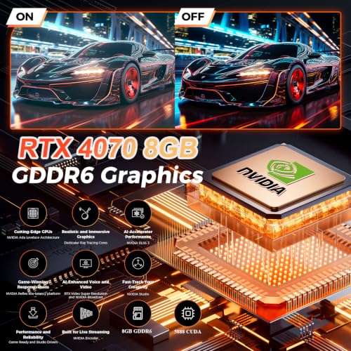 Image of Mini Gaming PC, Intel Core i9-13900HX丨GeForce RTX 4070 8G RGB Lights Gaming Computer, 32GB RAM 1TB PCIe4.0 SSD, Triple Display /WiFi6E /2.5G LAN, Win 11 Pro Desktop Computer for Office /Home /Gaiming