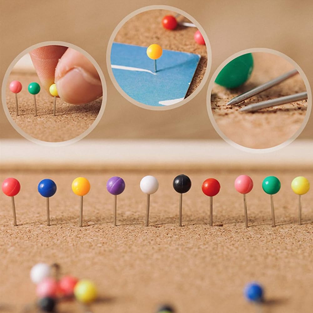 Pinnadeln mit Rundkopf Bunte Stecknadeln Edelstahl Karte Nagel Reißzwecken Rundkopfnadeln Reißnägel für Wandkarten Markieren Schmuck Herstellung Nähen Handwerk Bulletin Board 800 Stück