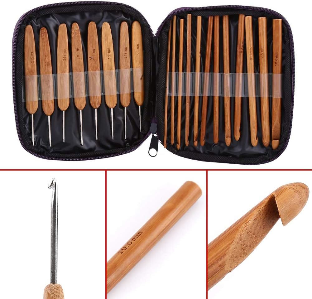 20pcs Bamboo Crochet Hooks Needles Knit Weave Craft Yarn Sewing Tools Knitting Crochet Hook Set Sewing Tools Accessory