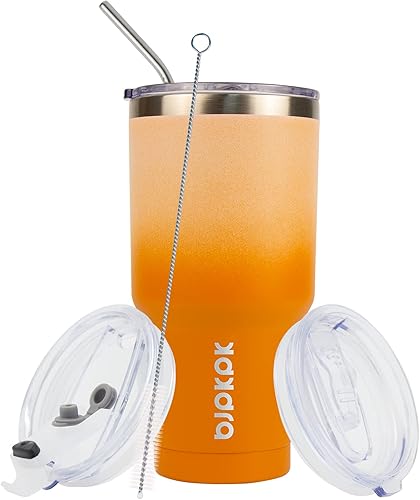 Miniatura 3 de BJPKPK Juego de vasos de acero inoxidable de 30 onzas con aislamiento al vacío, taza de viaje de doble pared, taza de café y vaso de bloque de color
