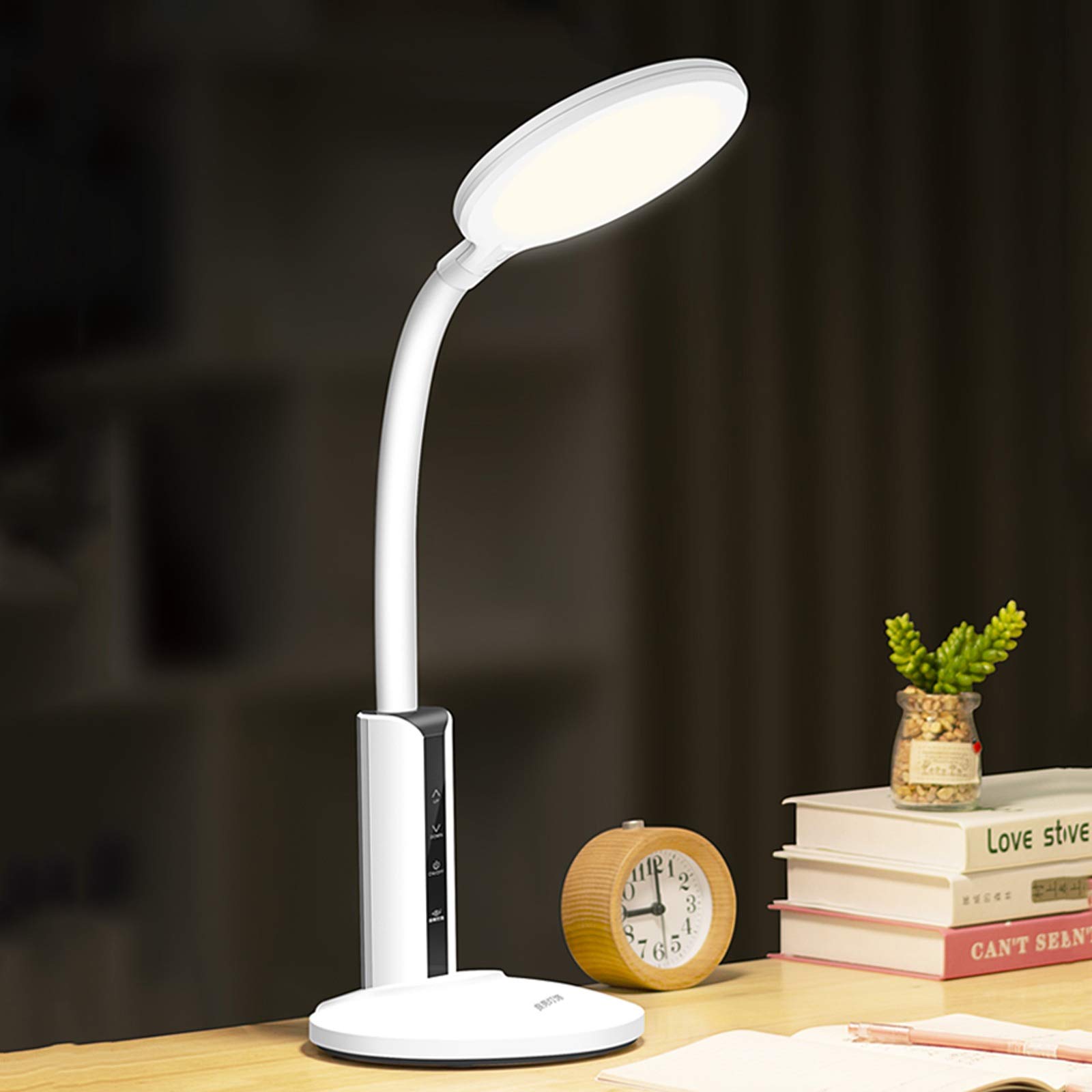 Lampada da Scrivania Lampada da tavolo a LED, lampada da ufficio dimmerabile con porta di ricarica USB Controllo tattile a 6 velocità lampada di lettura di dimming a 6 velocità, luce bianca calda Lamp
