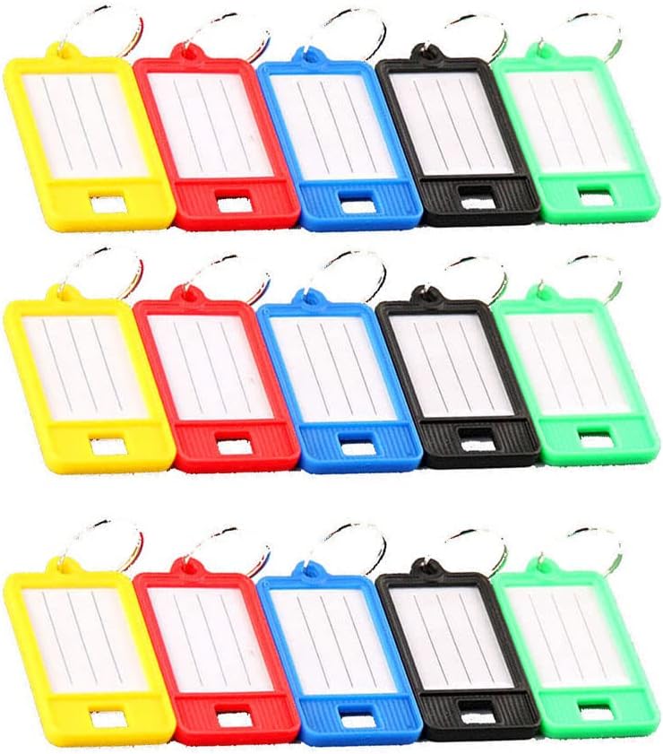 20 Pack Plastic Key Tags with Labels and Rings, Name Id