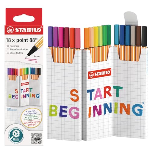 STABILO - Fineliner - point 88-18er Zick-Zack-Tischset - 18 Farben