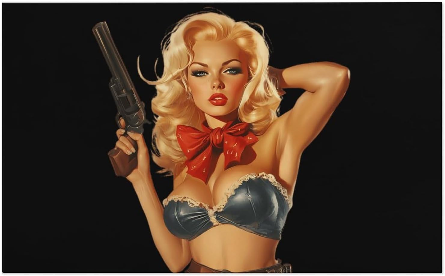 Pinup Hot Woman with Guns Oversized Beach Towel Soft Absorbent Pool Bath Swim Towels for Adults Travel Vacation Gifts 130x80cm