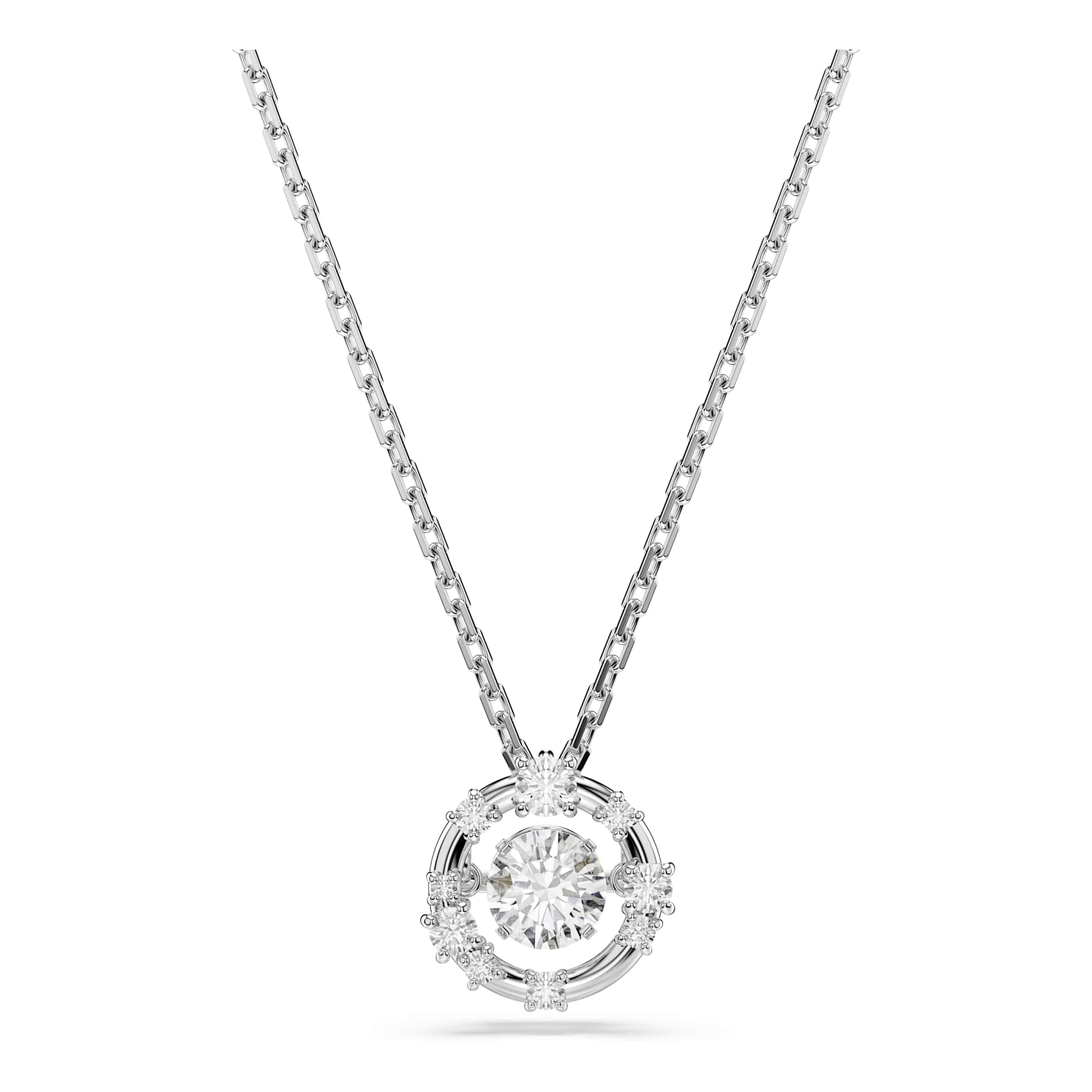 Swarovski Constella Kollektion, Rundschliff, Tanzender Stein, Weiß, Rhodiniert