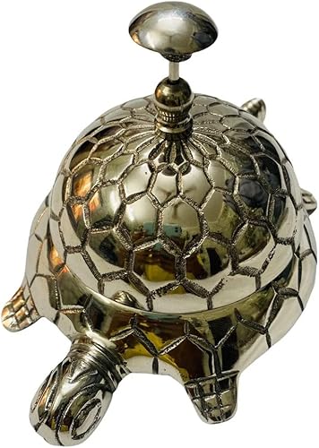 Antiqueara Campana de escritorio de tortuga de plata envejecida, campana de hotel, campana de llamadas, campana de escritorio, campana de servicio, disponible en Yaxa Colombia