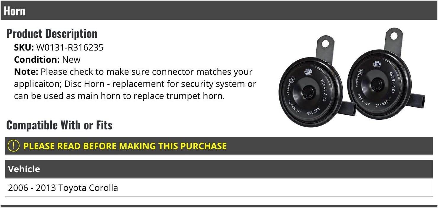Disc Horn - Compatible with 2006-2013 Toyota Corolla