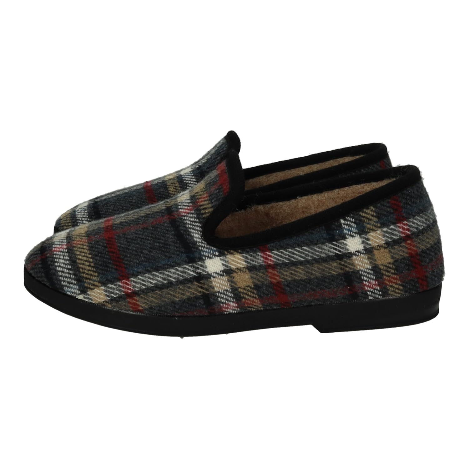 MADE IN SPAIN 163 Chinelas de Invierno, con diseño de Cuadros Grises Cerrado para Hombres, con Piso de Goma Antideslizante. Hombre Zapatillas CASA
