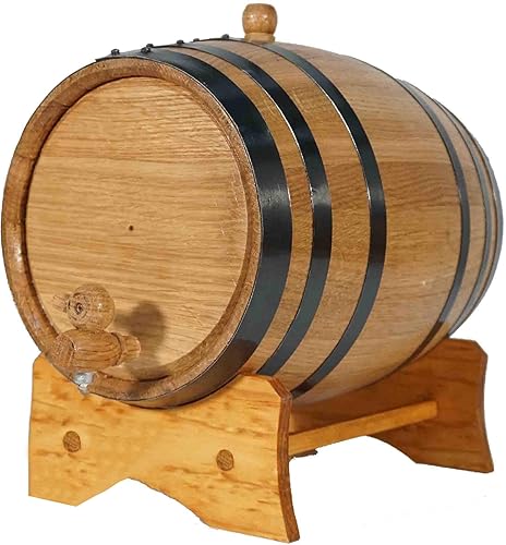 Vista 19 de Barril de envejecimiento de roble de 2 litros con soporte de madera, bung y espita - Mini barriles de whisky para el destilador de alcohol