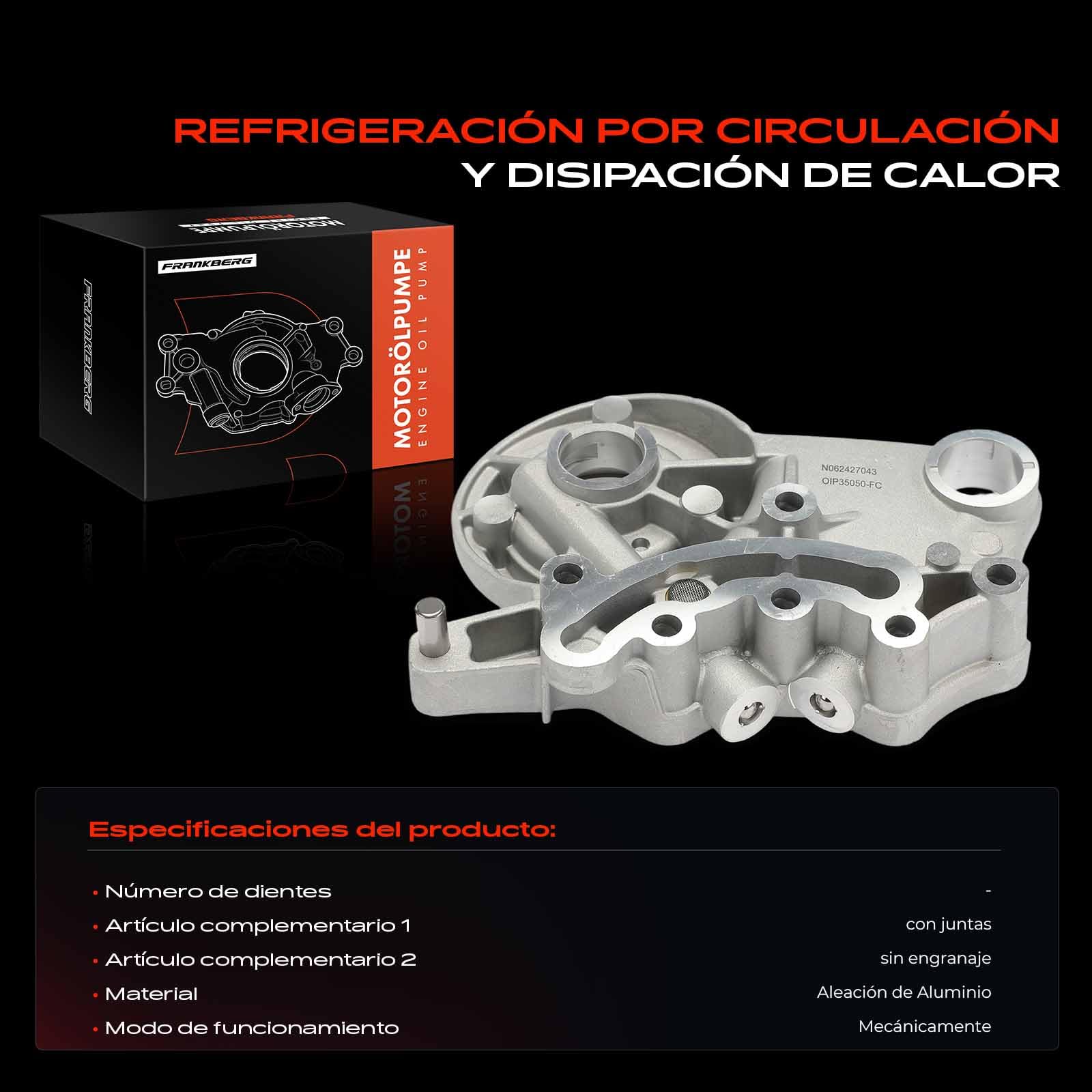 Frankberg Bomba de aceite bomba de motor con anillo de sellado gasolina | 06H103144J; Compatible con: Altea XL 5P5 5P8, A1 Sportback 8XA 8XF, CC 358, O.c.t.a.v.i.a II 1Z3, Escarabajo 5C1 5C2