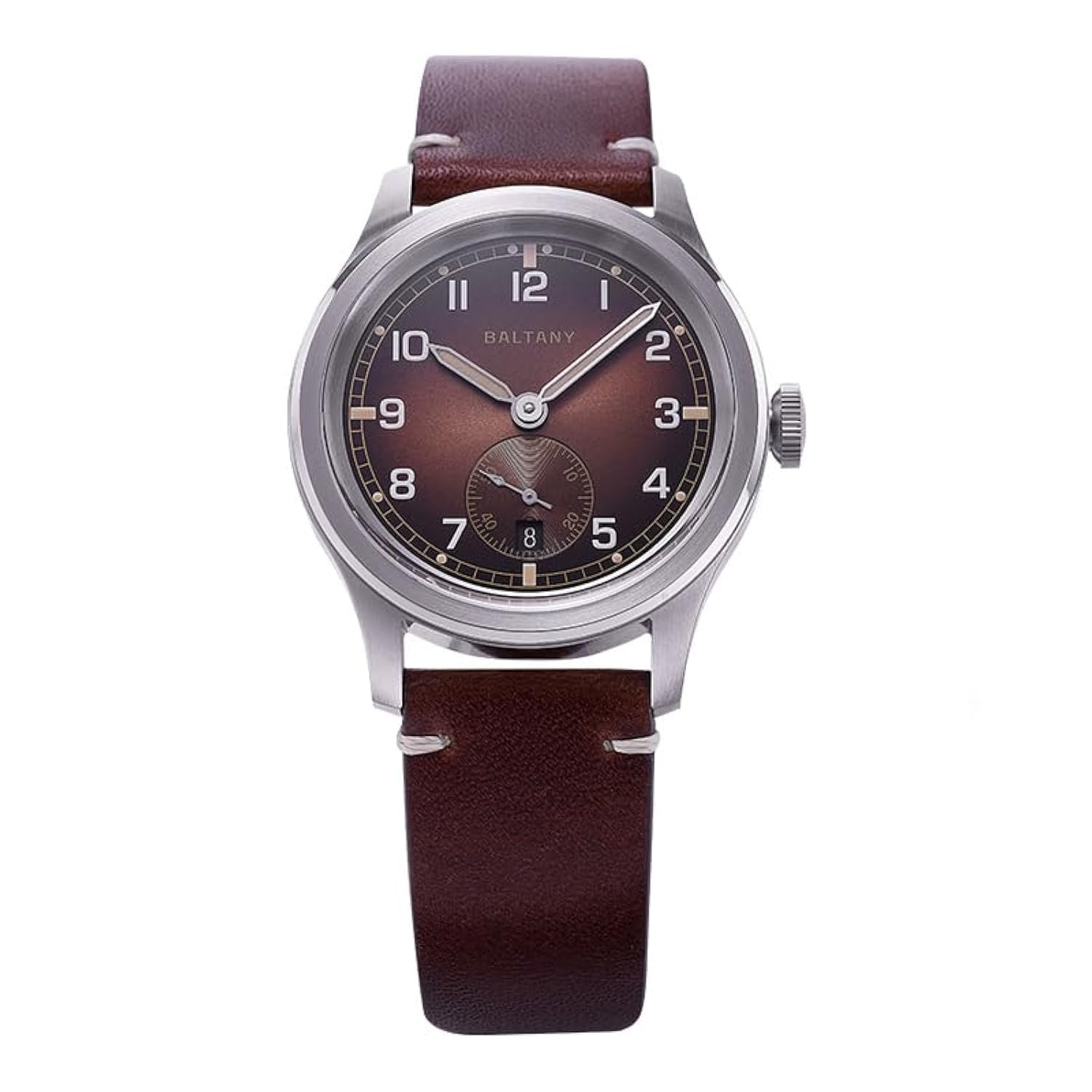 Baltany Retro WW2 Military Armbanduhr Gradual Brown ST1731 Automatik Wasserdicht 39 mm D12 Mechanische Uhr