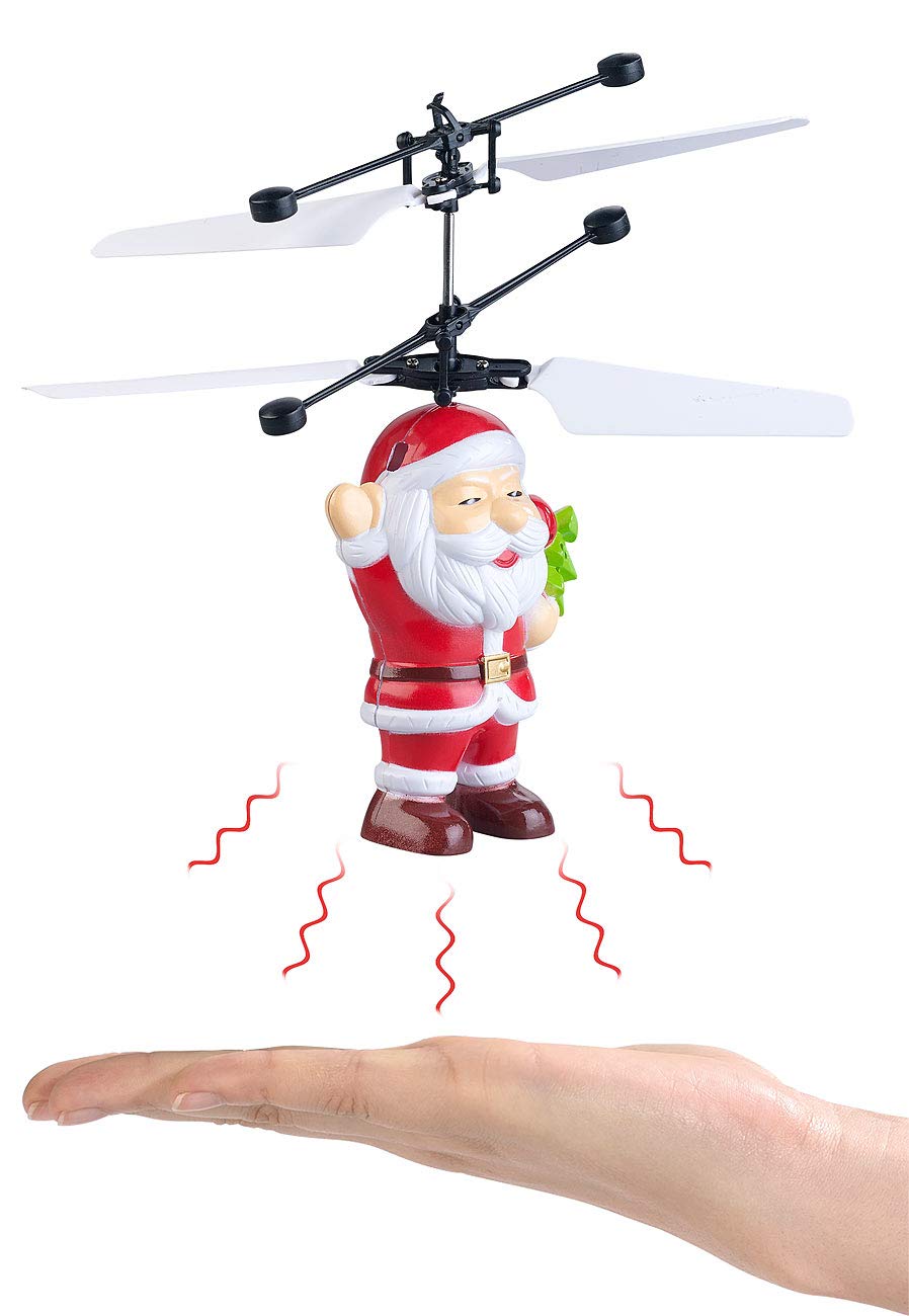 Simulus elicottero di babbo natale: Elicottero Santa autovolante, illuminazione LED colorata, funzionamento a batteria (babbo natale volante autonomo, di, RC)