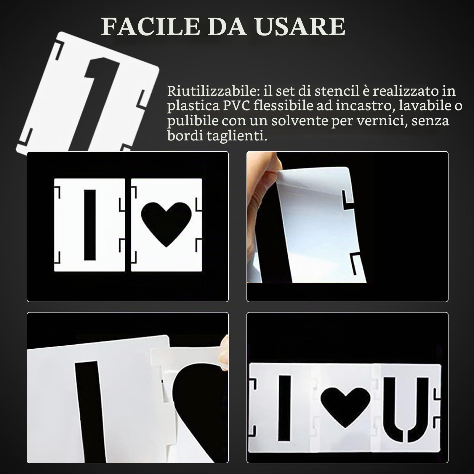 42 Pezzi Stencil Letter e Numeri de Riutilizzabili Stencil Lettere Alfabeto Grandi Plastica ad Incastro per Pittura Scrapbooking Cartelli di Legno Artigianato Accessori Fai da Te (6 pollici)