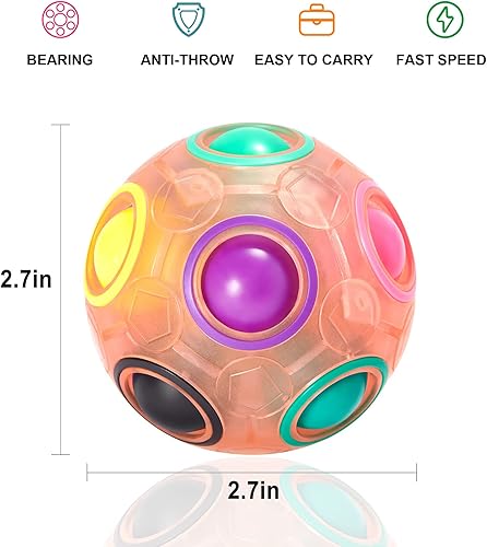Miniatura 36 de Vdealen Bola mágica de rompecabezas de arco iris, juguete antiestrés para niños y niñas, fiesta de cumpleaños, Pascua, San Valentín, Navidad, Naranja