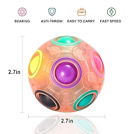 Vdealen Magic Rainbow Puzzle Ball, Fidget Ball Puzzle Brain Teaser Fidget Toy for Boys & Girls- Birthday Party Easter Valentines Christmas Stocking Stuffers for Kids Teen & Adults-2 Pack