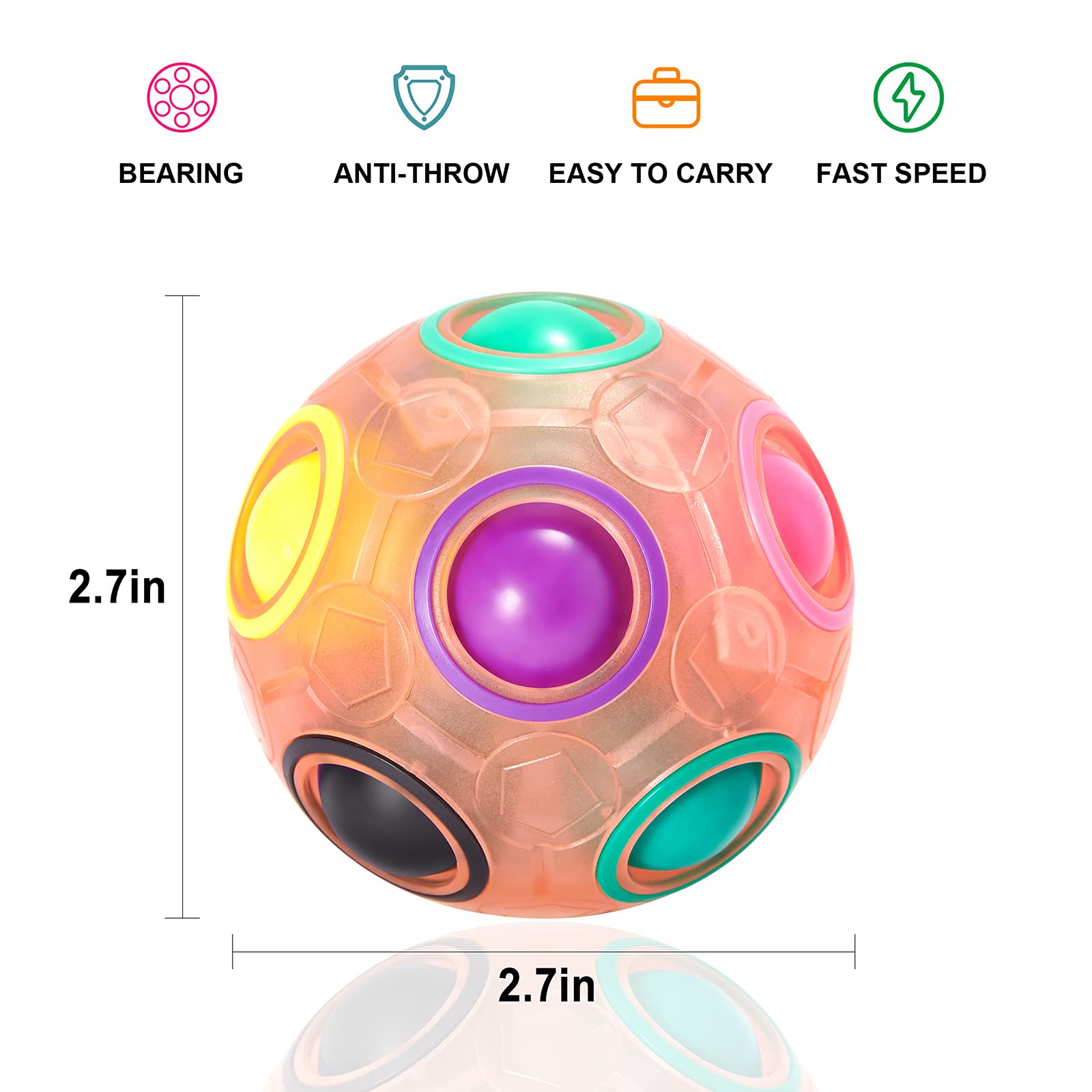 Vdealen Magic Rainbow Ball Set di Palla Magica Palla Antistress Puzzle Arcobaleno Magico Palla da Gioco Giocattoli per Bambini Adolescenti e Adulti Rompicapo per Lo Sviluppo di Abilità 2 Pacchi