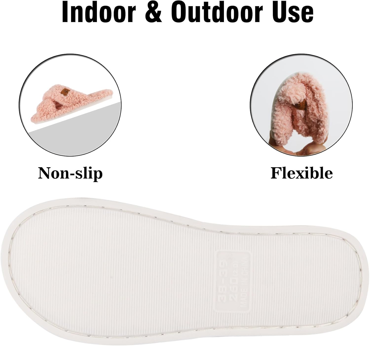 Fuzzy Memory Foam Open Toe House Slippers for Women Bedroom Cross band Slide Shoes Indoor Outdoor Sole - Image 6