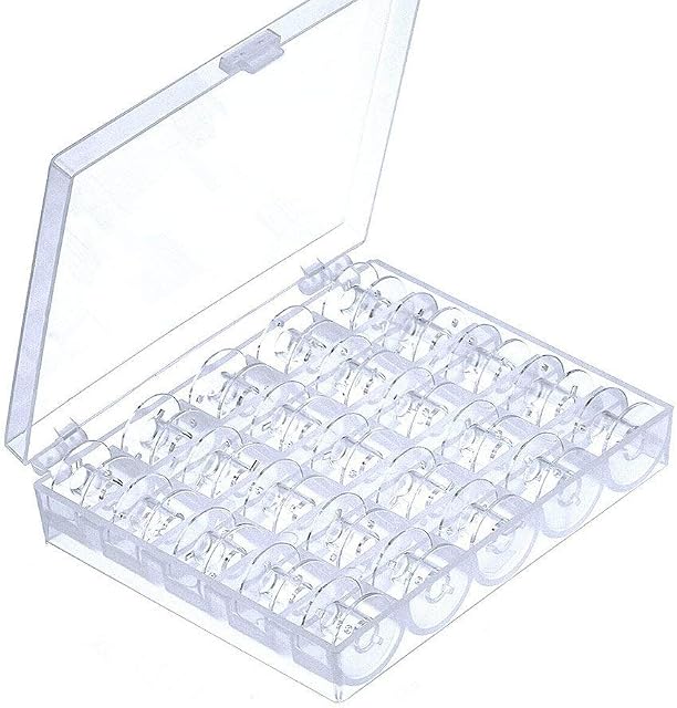 Cleana Arts® 25 Pcs Transparent Plastic Sewing Machine Bobbins with Bobbin Case for Brother Singer Babylock Janome Kenmore
