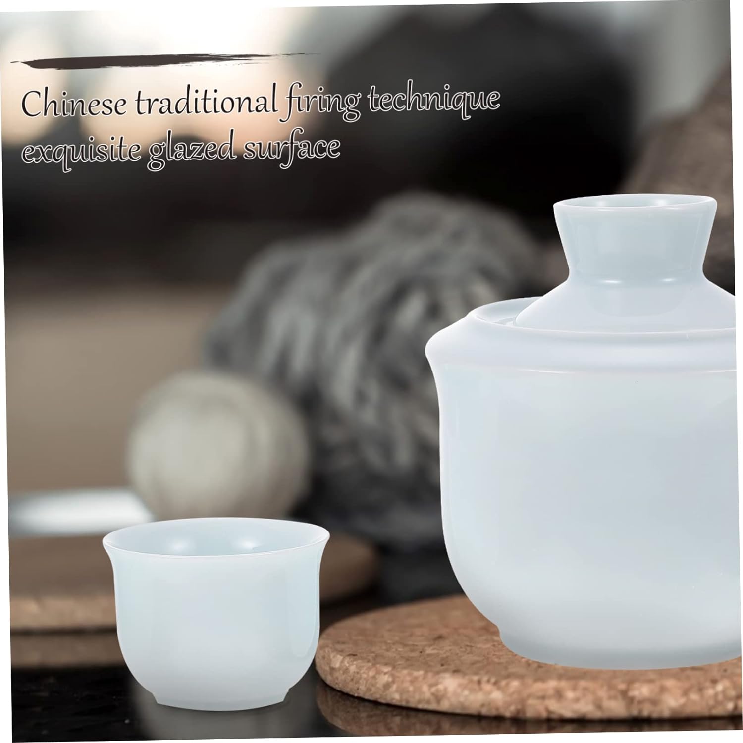 1set Porcelain Pottery Chinese Set Liquor Warm Set Drinking Cup Classic Style Easy to Clean