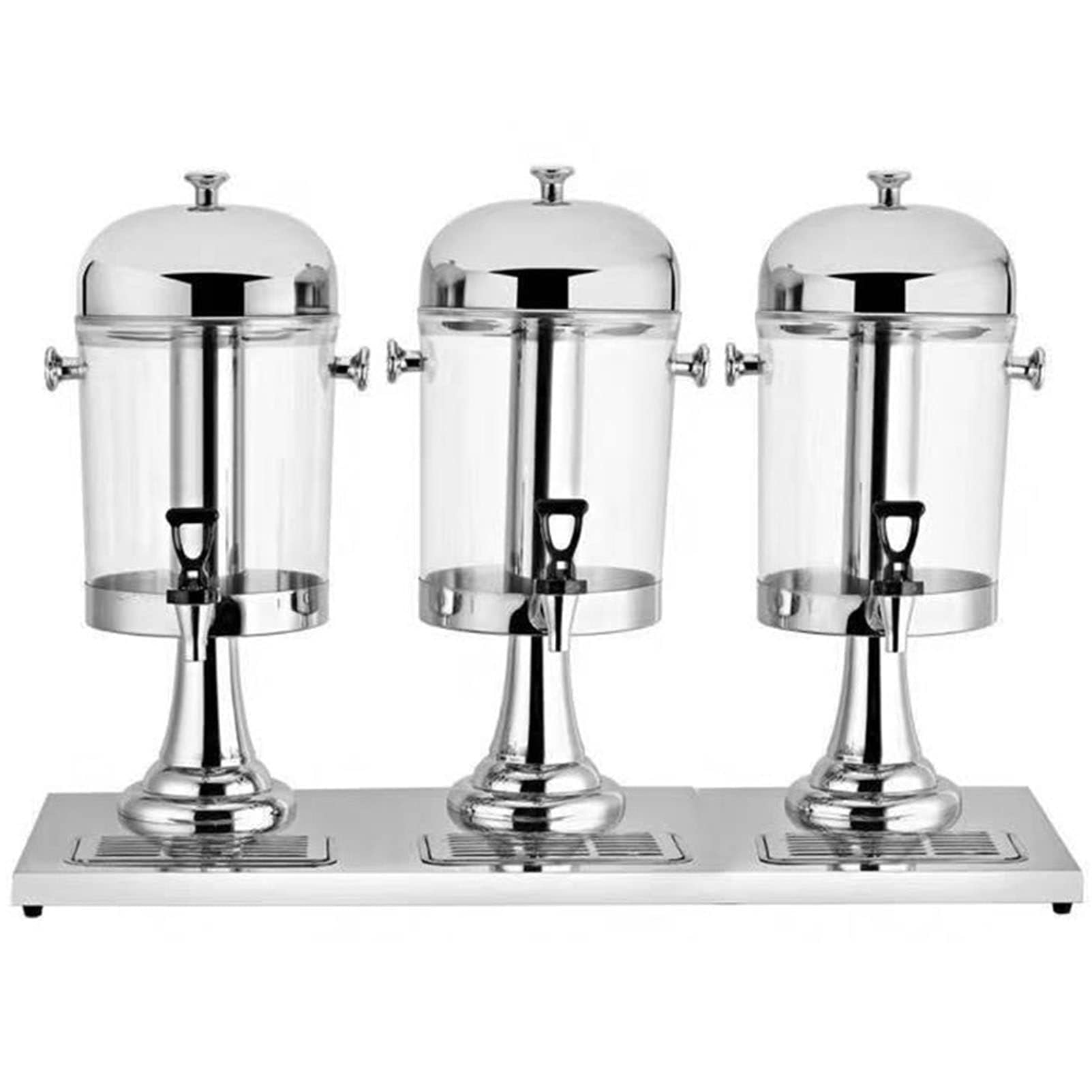 ASerZenith Commercial Juice Dispenser, 24L Stainless Steel Drink Beverage Dispenser With Ice Container, Three Head Tea Water Dispenser Container, For Parties Breakfast Buffet Bars(Silver)