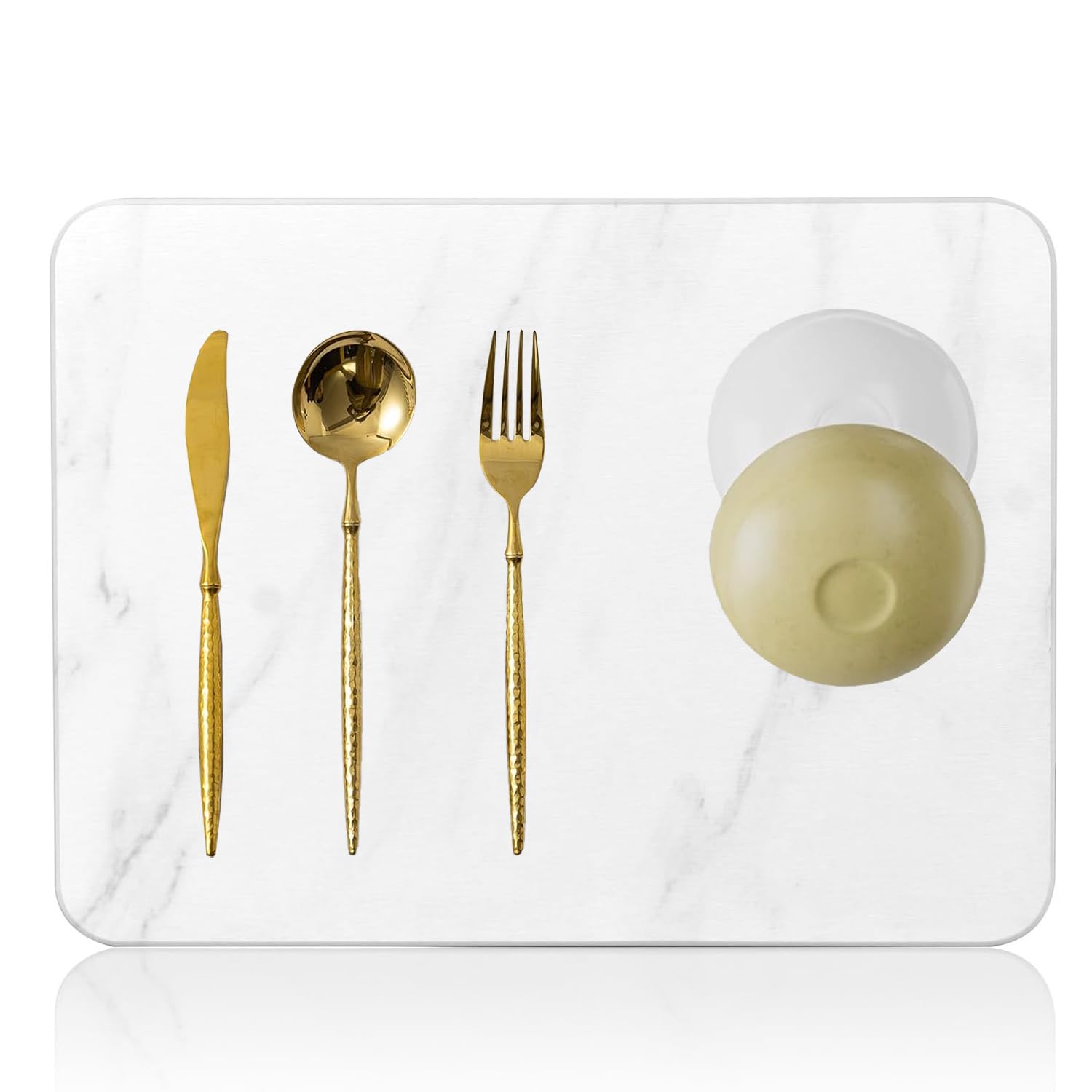 Stone Dish Drying Mat for Kitchen Counter, Quick Drying Diatomaceous Earth Stone Mat, Super Absorbent Marble Dish Drying Pad, Heat Resistant Non-Slip Rack Tableware Mat(30*40cm)