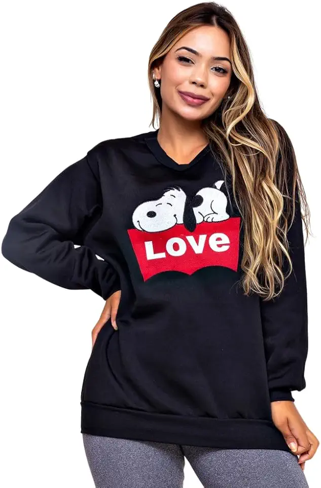 Moletom Blusa Casaco Frio Algodão Unissex Bordado Snoopy