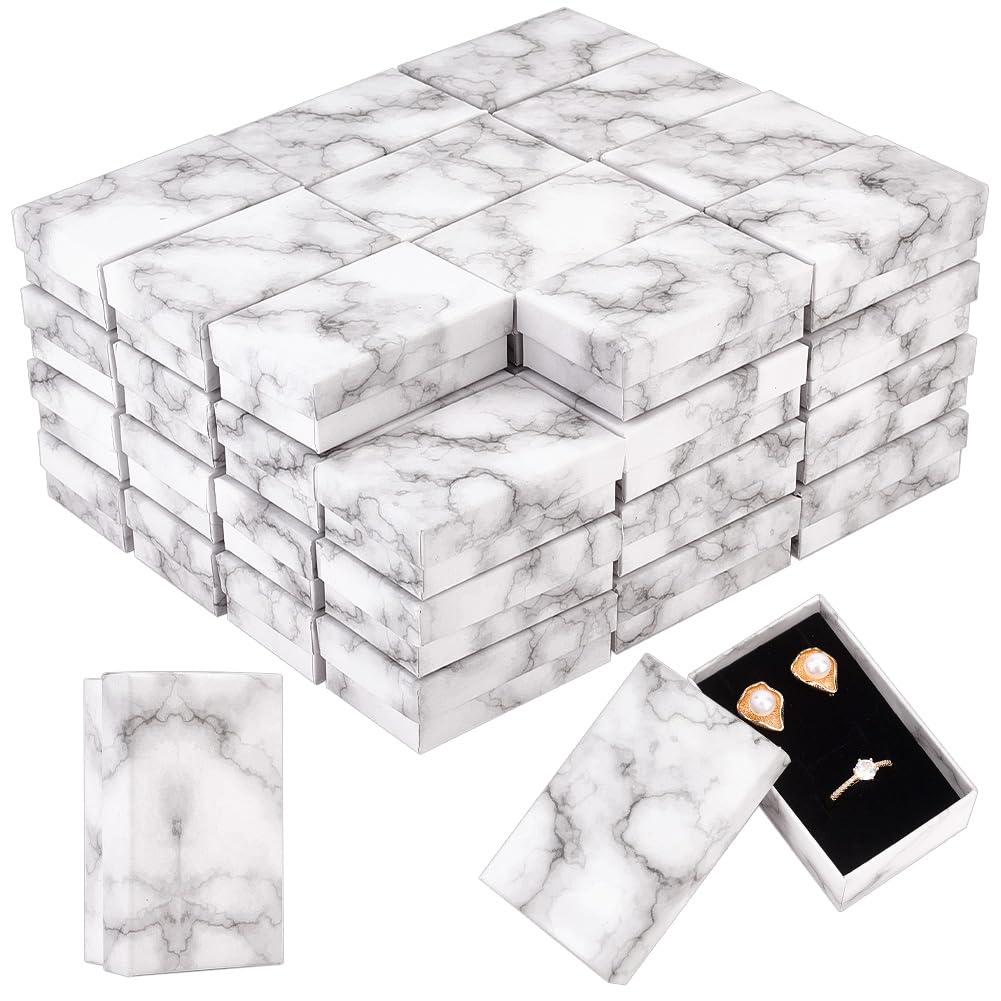 PH PandaHall Marmor-Schmuck-Geschenkboxen, weißer Karton, Marmor-Geschenkbox, rechteckige Marmor-Boxen Verpackung für Armband, Halskette, Ring, Hochzeit, Geburtstag, Geschenkverpackung, 7,9 x 5,1 x 2 Fashion