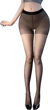 Womens Sheer Black Pantyhose Stockings, Sexy Tear-Open Style, Silky Smooth Tights