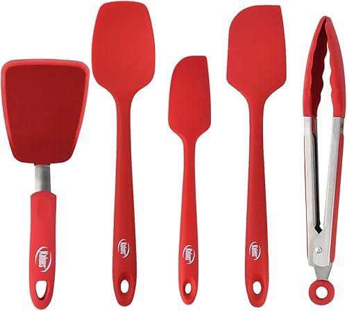 Miniatura 8 de Kaluns Juego de espátulas de silicona, 4 espátulas de goma resistentes al calor a 600°F, diseño antiadherente sin costuras con núcleo de acero 4