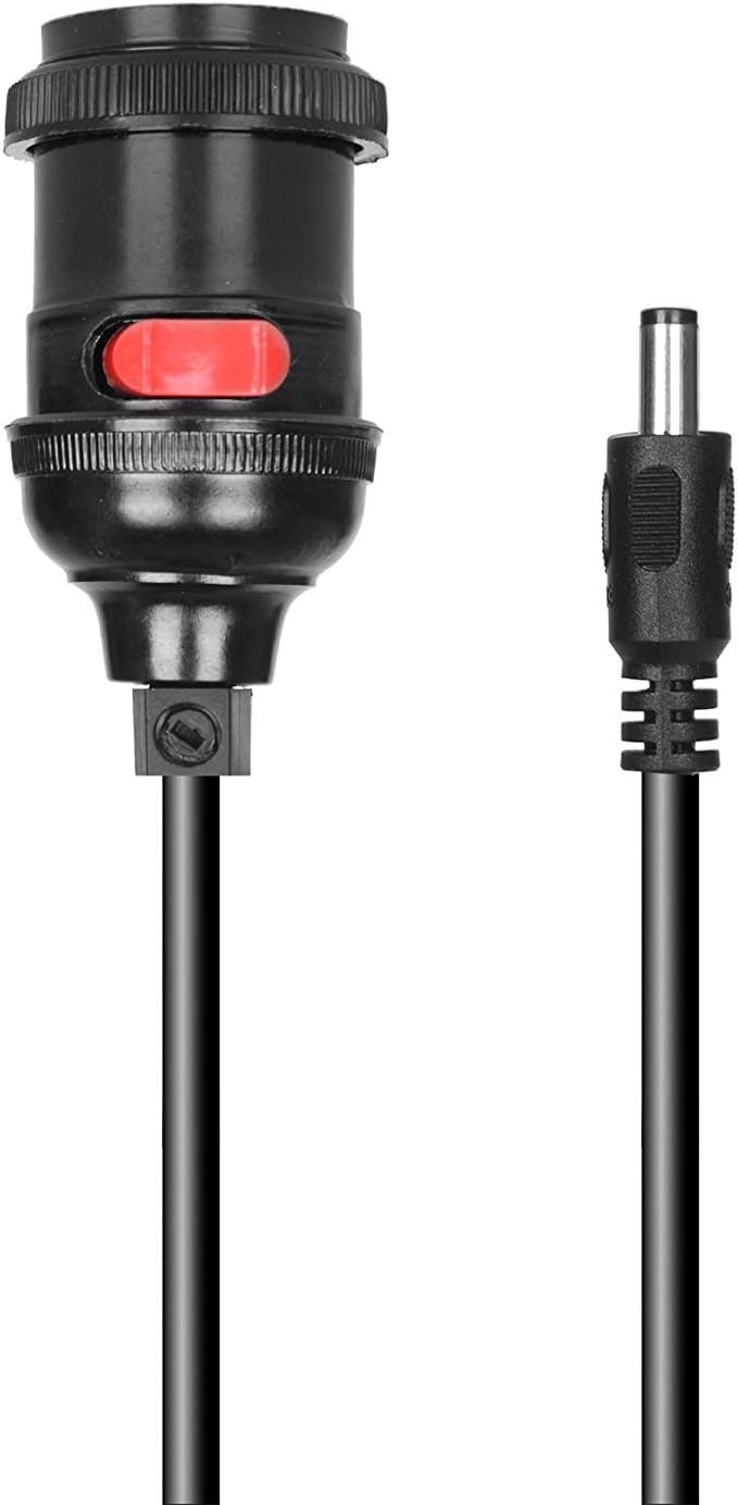12 Volt Light Bulb Socket With 8' Wire - On Off Switch For Low Voltage Lighting E26 Medium Base DC 2.1MM Male Plug 12V 6V 24V Battery Power Bank Portable Camping DIY Project Lamp 8 Feet Long LED RV
