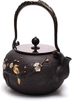Amazon｜一期屋 鉄瓶 南部鉄器 花鳥柄 伝統工芸品 鋳鉄 梅花