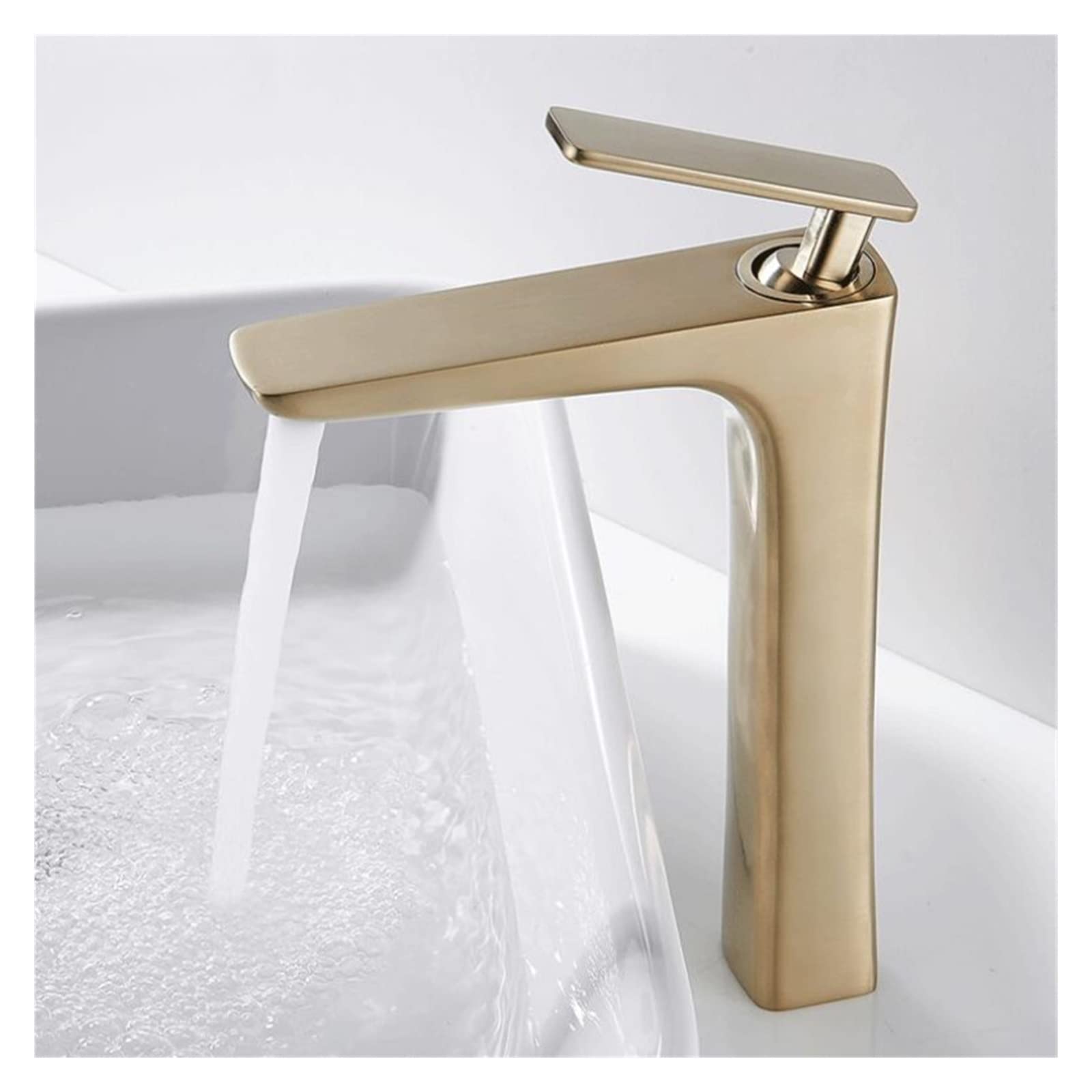 MXXQRHF Gold Solid Brass Basin Faucet - Single Lever Sink Mixer Tap for Hot & Cold Water - Durable Lavatory Faucet for Bathroom & Kitchen Use