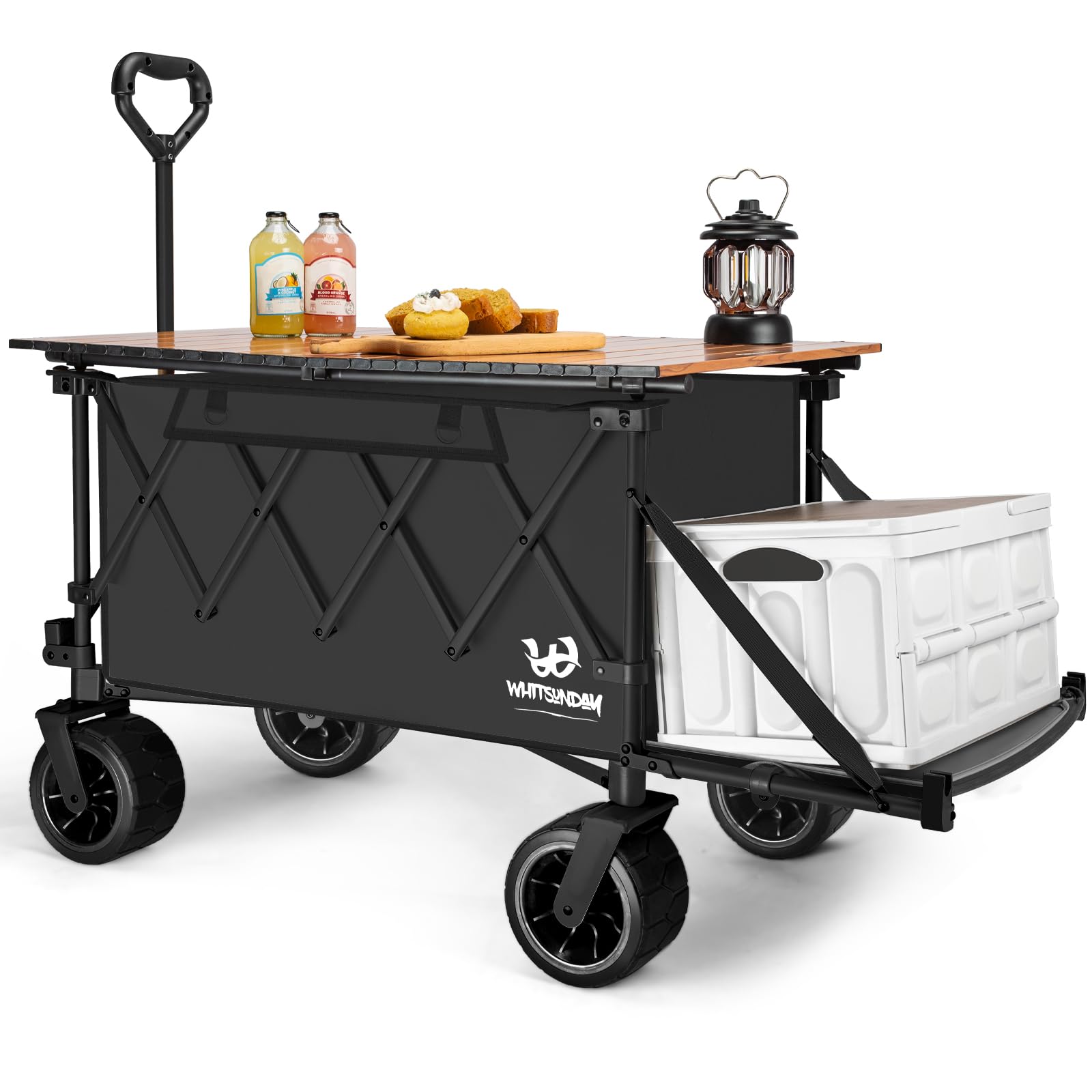 Photo 1 of ****** AS IS ALL SALES FINAL NO RETURNS *****Whitsunday Collapsible Wagon with Tailgate and Big Wheel,Heavy Duty Utility Folding Wagons for Beach Camping Outdoor Black