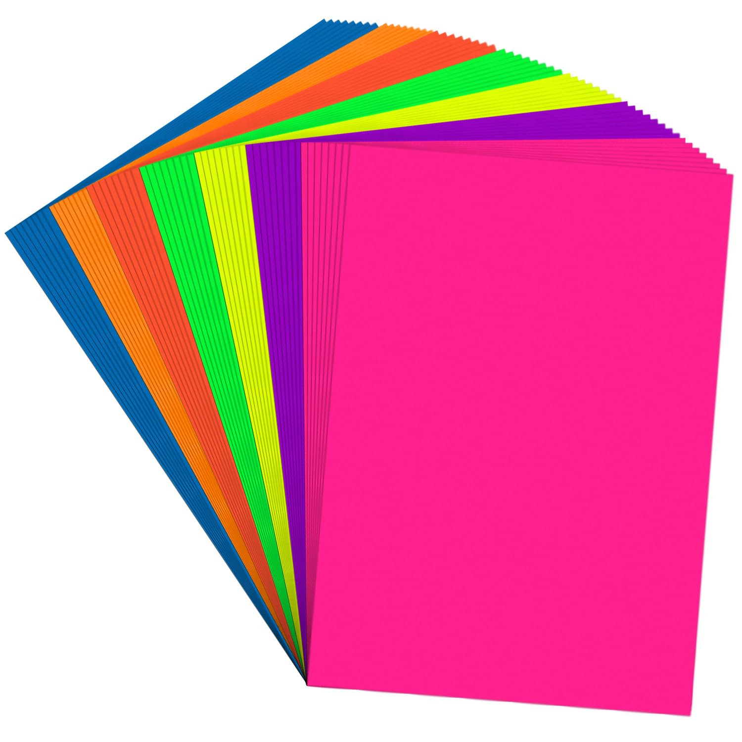 Papel Cartaz Neon 56 Folhas - 28x35cm 250g/m² 7 Cores Fluorescentes