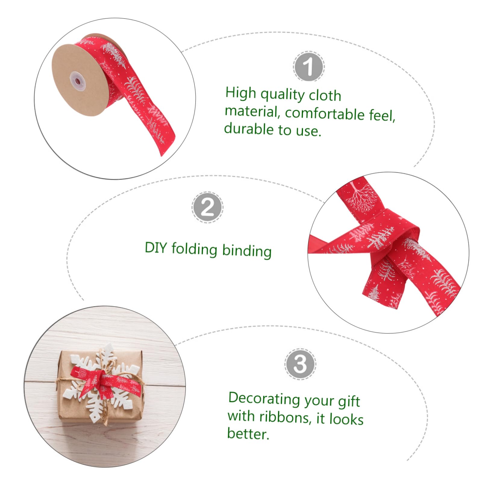 SHINEOFI 3rollen Weihnachtsdeko Festliches Weihnachtsband Mit Weihnachtsbaum- Lange Bastelbänder Für Hochzeiten Partys Und Kreative Projekte Langlebig Und Vielseitig