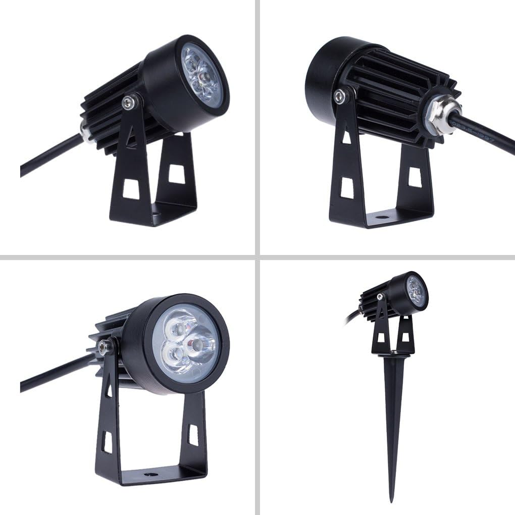 Multiple views of the AUCD 3W Mini Blue LED Landscape Spotlight
