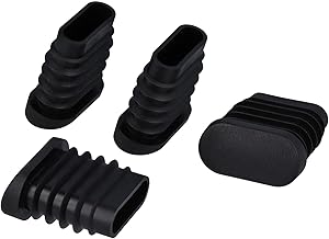 GleitGut 4 x Oval Slat Plugs for Reclining Chair Legs, Plastic Slant 0-20 Degree Tilt, Black, 30 x 15 mm