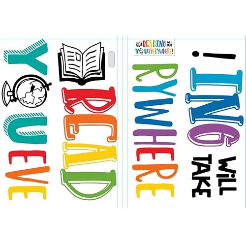 Reading Will Take You Everywhere Inspirational Quote Wall Decal Sticker, Motivational Phrase Nursery Decoration Classroom Bedroom Playroom Art, Kid Study Room Library Wall Sticker Decor #TOP4