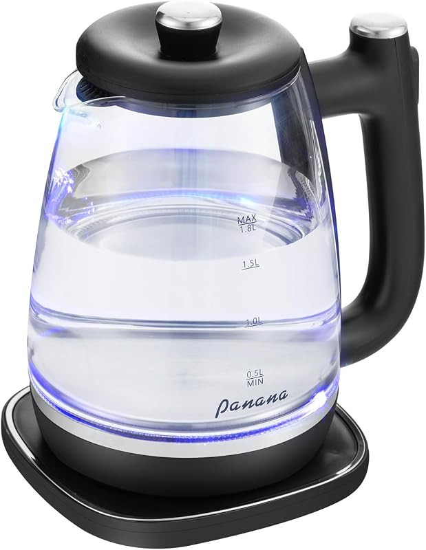 Hervidor eléctrico, tetera, 1,8 L, 1200 W, tapa interior extraíble de acero inoxidable para una fácil limpieza, hervidor de agua caliente, apagado automático, sin BPA