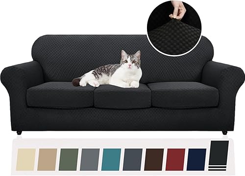 Miniatura 86 de YEMYHOM Últimas Fundas de Sofá a Cuadros de 4 Piezas para Sofá de 3 Cojines Extra Grande de Alta Elasticidad Engrosada Funda de Sofá para Perros