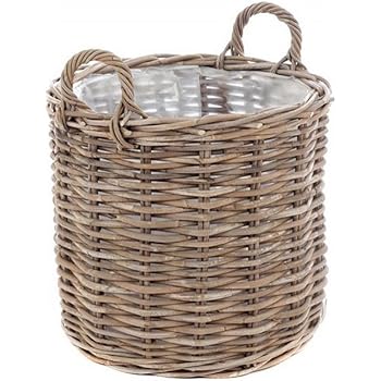 Grafelstein Pflanzkorb Amsterdam grau braun Rattankorb mit Folie XXL