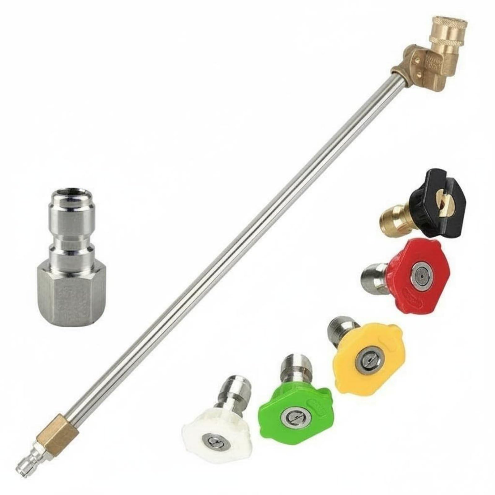 Stainless Steel Pressure Washer Extension Wand Set Quick Connect Pivoting Coupler Pressure Washer Wand for Car Washing, Connector Rod Set a-picture-26