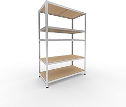shelfplaza® Home Heavy Duty Galvanised Metal Shelving Unit with 5 Shelves with 175 kg Load Capacity / Metal Shelves for Garage as Shelving for Storage or Workshop