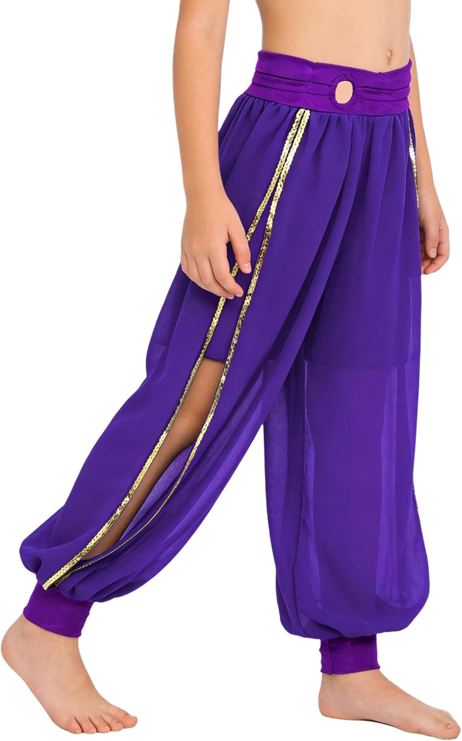 Choomomo Girls Belly Dance Harem Pants Ruched Waist Side Split Tribal Trousers Arabic Dancing Bloomers