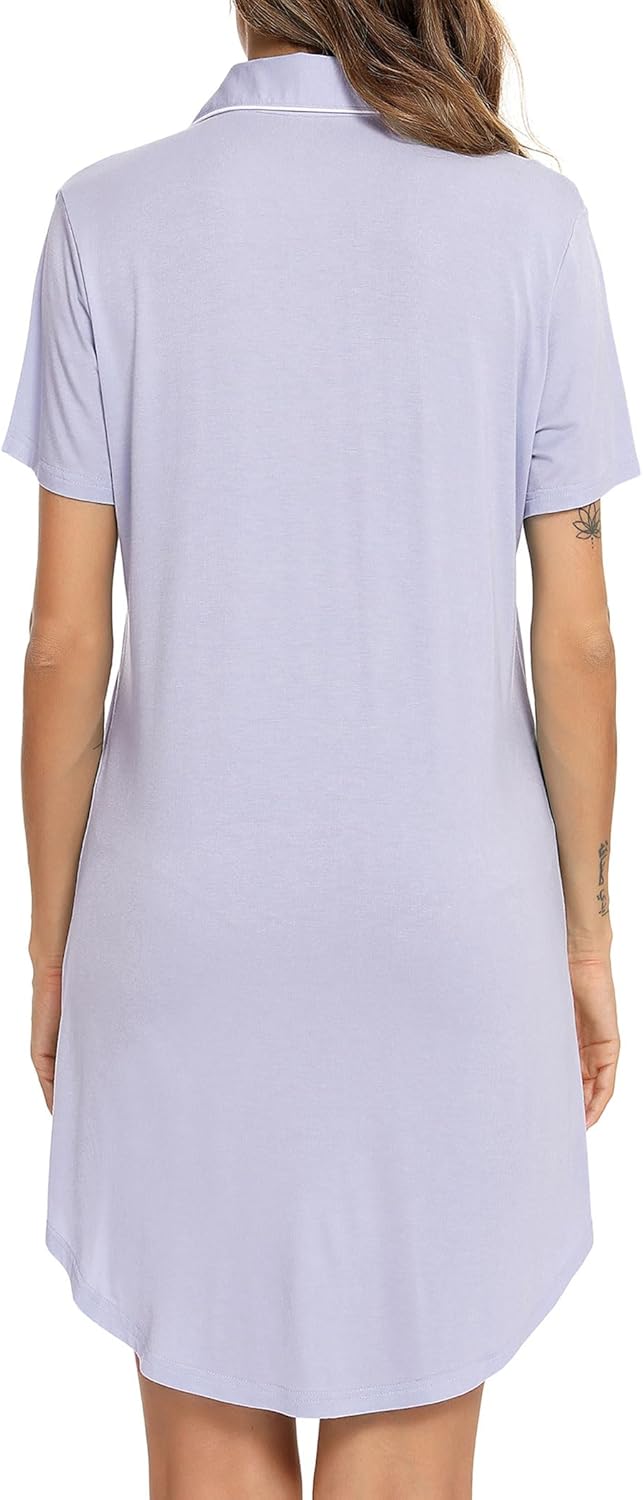 Senert Nightgowns for Women Short/Long Sleeve Sleep Shirt Button Down Night Gowns Maternity Pajamas Nursing Dress Sleepwear - Image 5