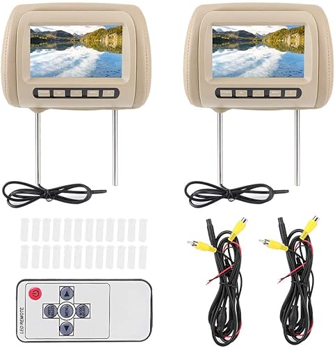 B0B2Q7XWYX_image_0 Reproductor de coche Reposacabezas Pantalla 2 unids Universal 7 en HD Reposacabezas de coche LCD Reproductor de vídeo inalámbrico Control MP5