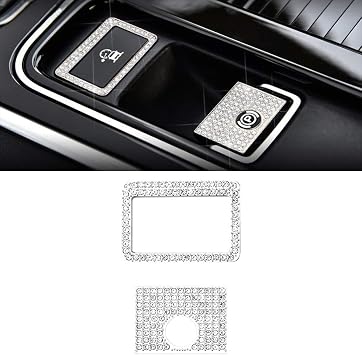CARFIB Car Interior Bling Accessories Jaguar Steering Wheel Emblem Logo Decal Sticker Cover Cap Parts Decorative Trim for Men Women Zinc Alloy Crystal Bling Cute Silver E
