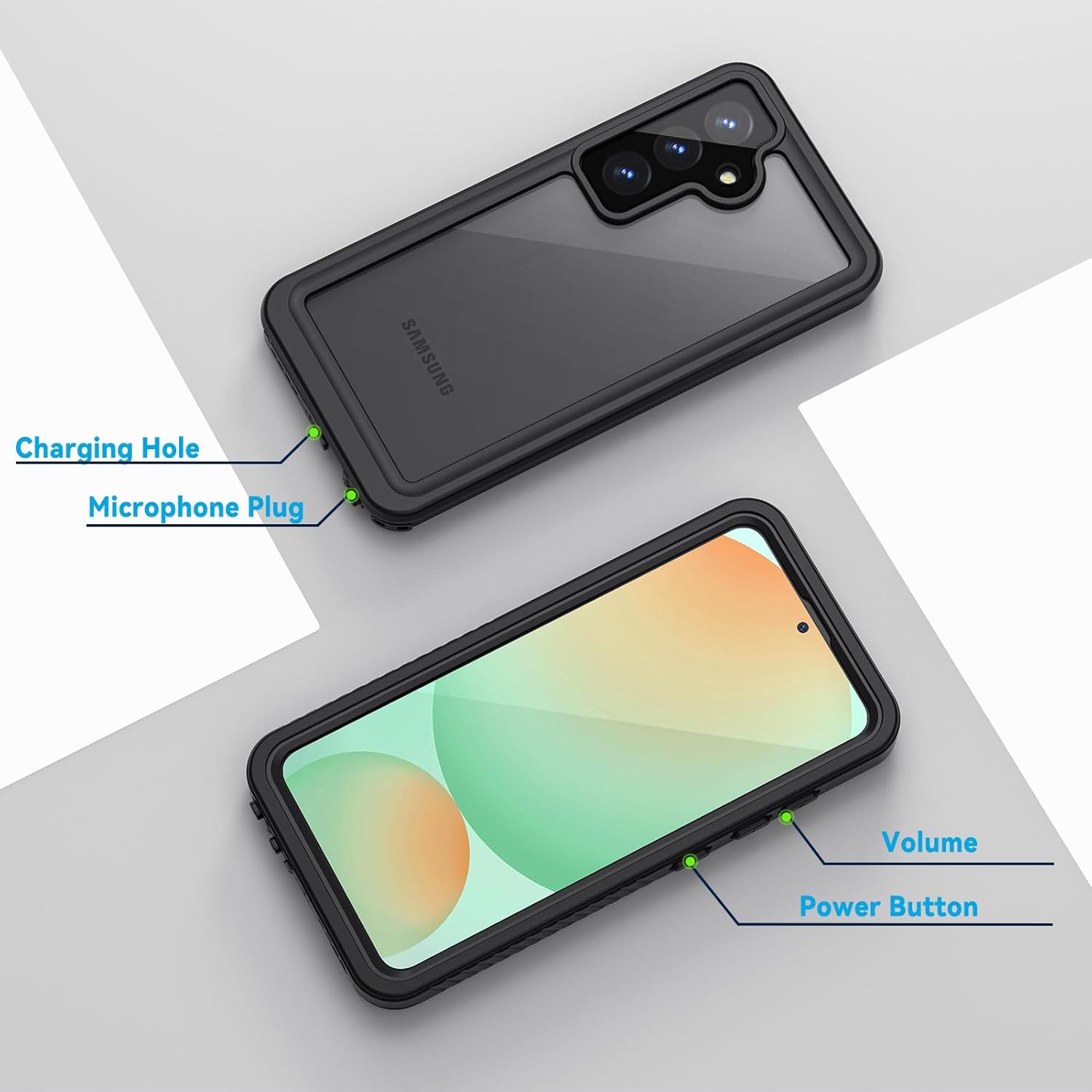 Lanhiem for Samsung Galaxy S24 FE Case, IP68 Waterproof Dustproof with Built-in Screen Protector, Heavy Duty Full Body Protective Phone Case for Galaxy S24 FE 5G 6.7 Inch, Black