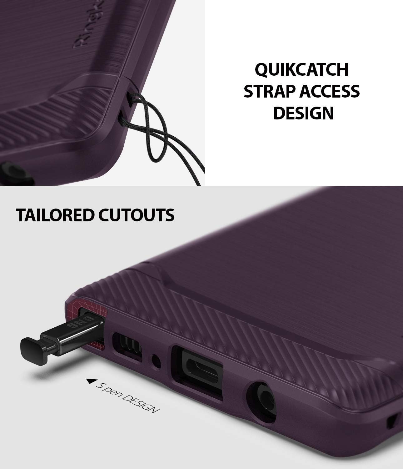Ringke Onyx Compatible with Galaxy Note 9 Flexible & Slim Anti Slip Shock Absorbent Phone Cover for Galaxy Note9 - Lilac Purple