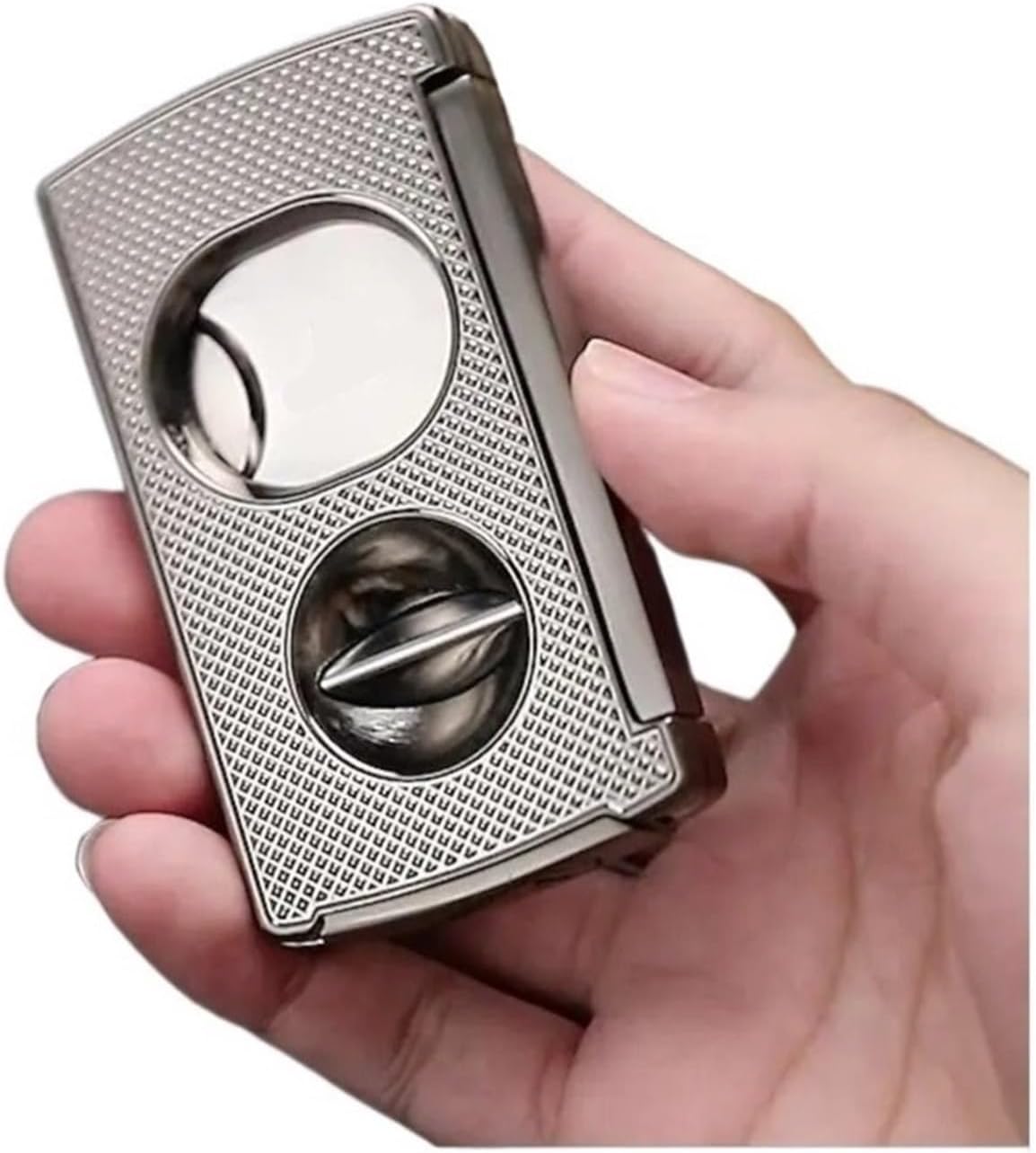 SCRUBY 3 in 1 Zinc Alloy Cigar Cutter - V-Cut, Guillotine & Punch, Sharp & Smooth Portable Smoking Tool, Gift Set(Grey)